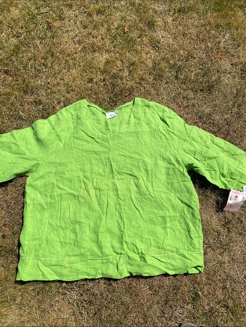 New women’s Lime Green  linen Top 3 X Nordstrom